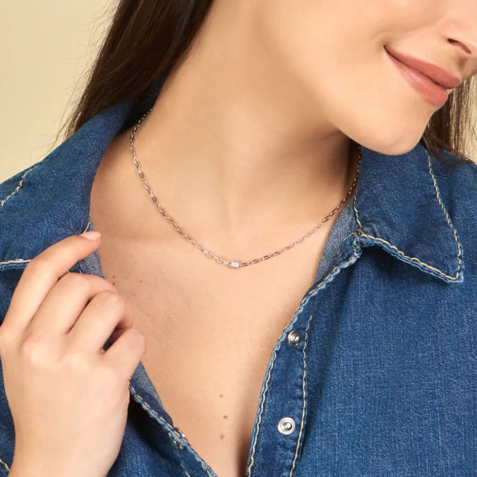 Collier Nexus Argent Blanc Oxyde De Zirconium