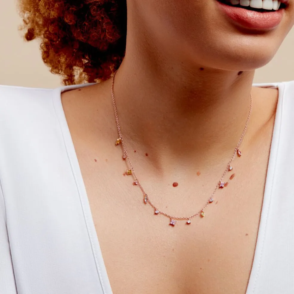 Collier Nimbe Argent Rose Oxyde De Zirconium