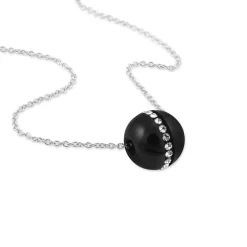 Collier Nina Cera Argent Blanc Strass Et Céramique