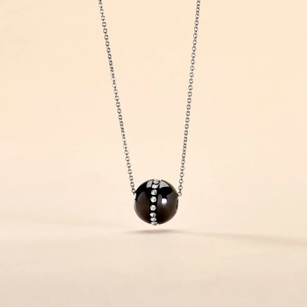 Collier Nina Cera Argent Blanc Strass Et Céramique