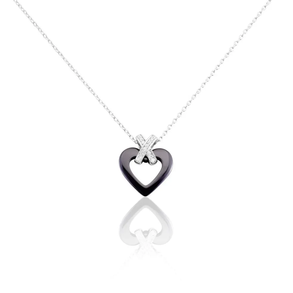 Collier Nolwen Argent Blanc Céramique Et Oxyde De Zirconium