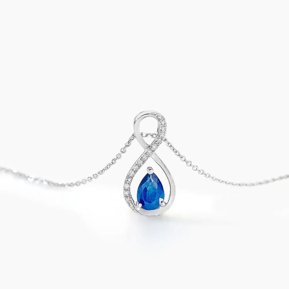 Collier Odessa Or Blanc Saphir Diamant