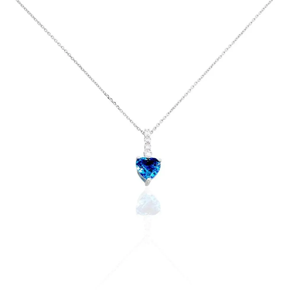Collier Or Blanc Fany Topaze Oxydes De Zirconium
