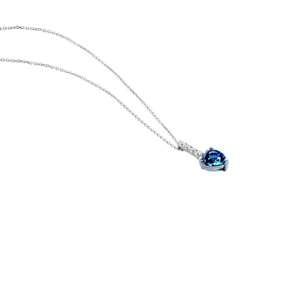 Collier Or Blanc Fany Topaze Oxydes De Zirconium