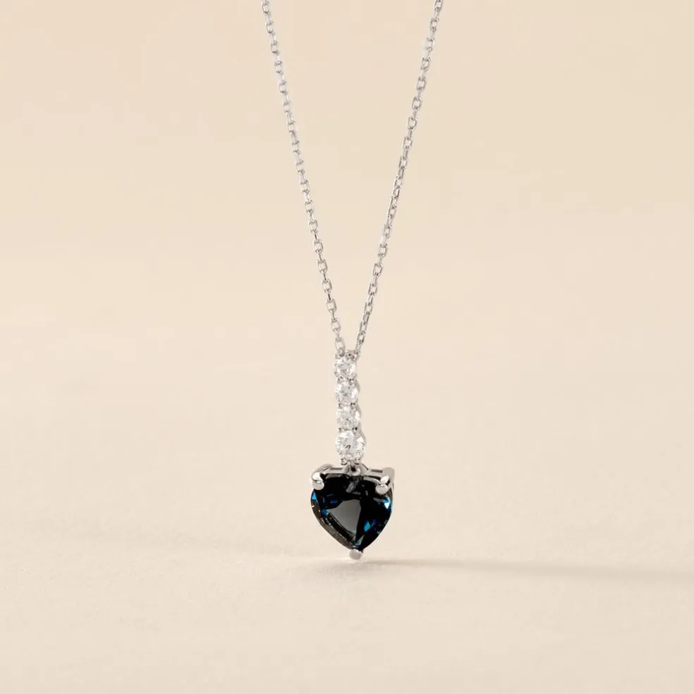 Collier Or Blanc Fany Topaze Oxydes De Zirconium