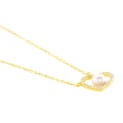 Collier Or Jaune Cagiris Oxydes Et Perle De Culture