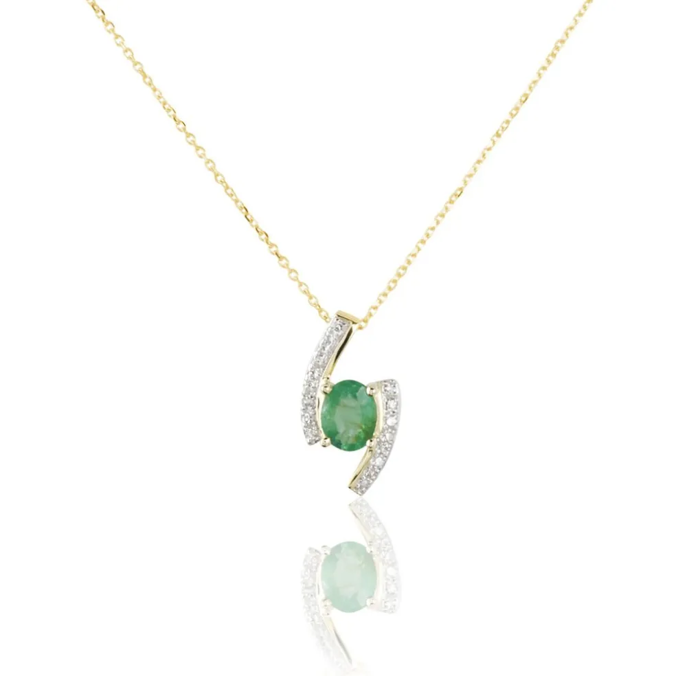 Collier Or Jaune Emeraude Et Diamant