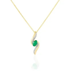 Collier Or Jaune Emeraude Et Diamant
