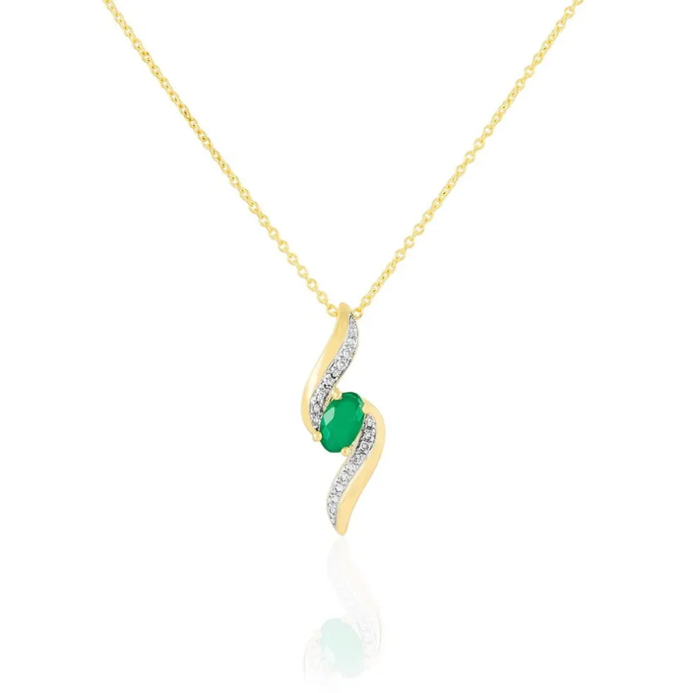 Collier Or Jaune Emeraude Et Diamant