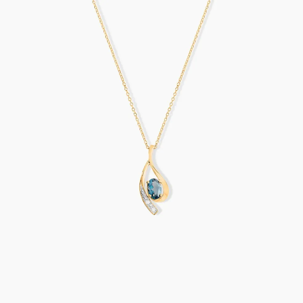 Collier Or Jaune Sagesse Topaze Oxydes De Zirconium