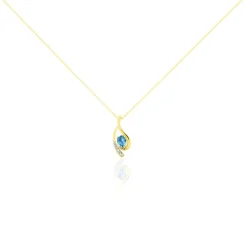 Collier Or Jaune Sagesse Topaze Oxydes De Zirconium