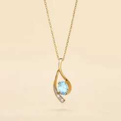 Collier Or Jaune Sagesse Topaze Oxydes De Zirconium
