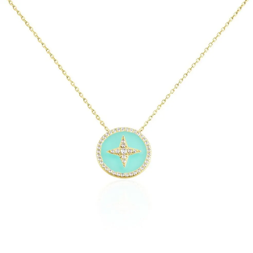 Collier Or Jaune Sweet Rosace Oxyde De Zirconium
