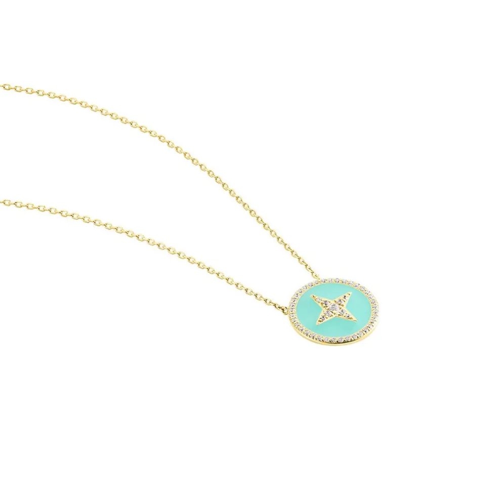 Collier Or Jaune Sweet Rosace Oxyde De Zirconium