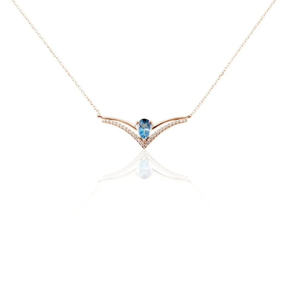 Collier Or Rose Gaelle Topaze Oxydes De Zirconium