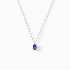 Collier Ovale Or Blanc Saphir