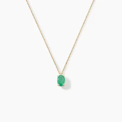 Collier Ovale Or Jaune Emeraude