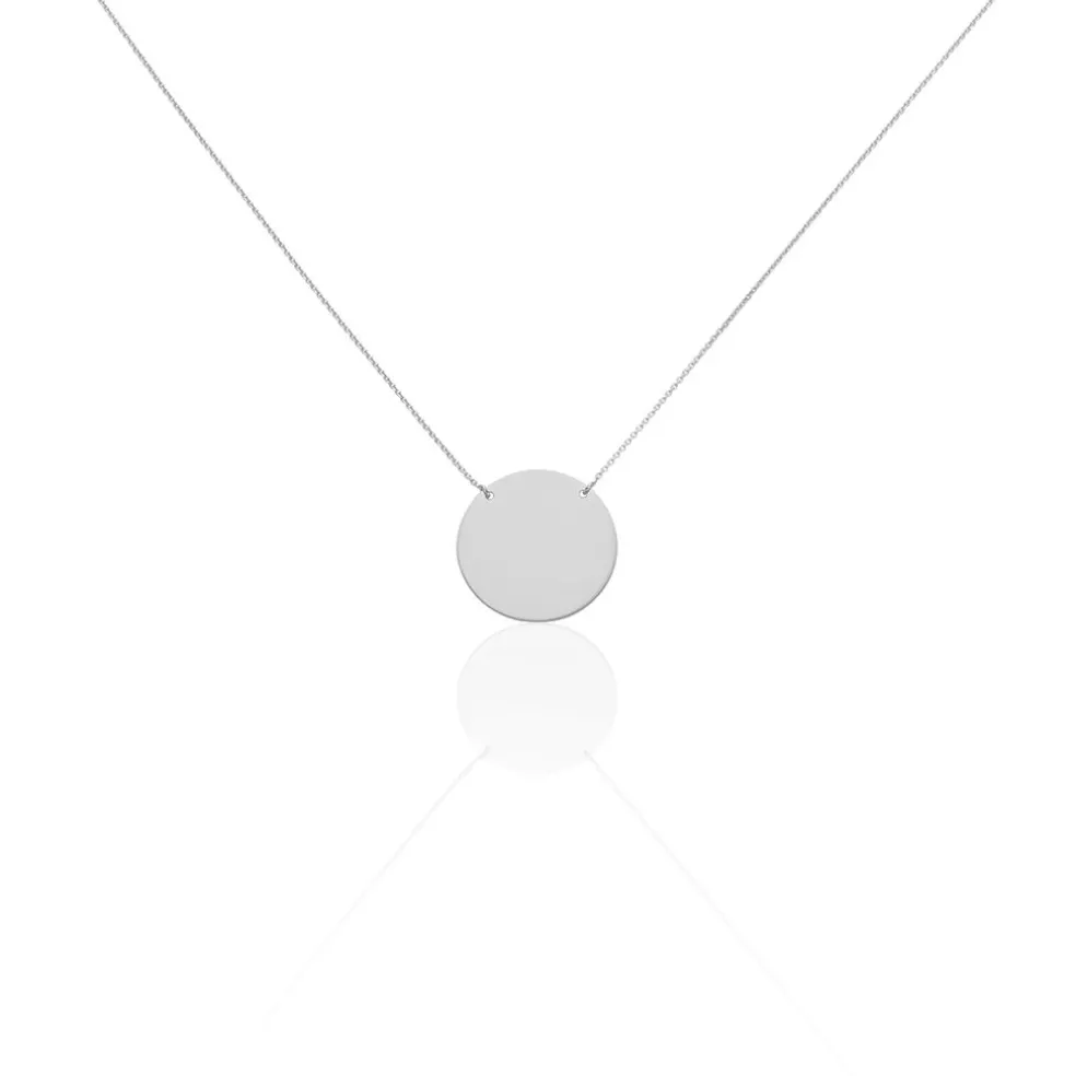 Collier Pastille Gravable Or Blanc