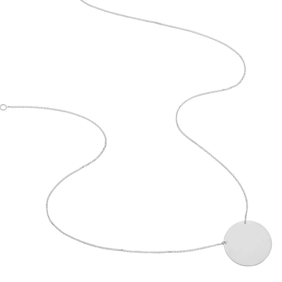 Collier Pastille Gravable Or Blanc