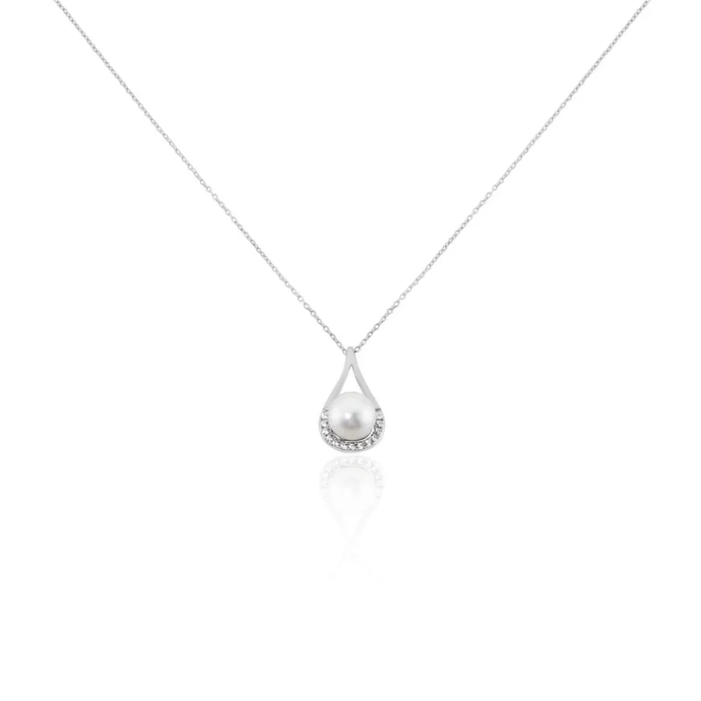 Collier Patricia Or Blanc Perle De Culture Oxyde