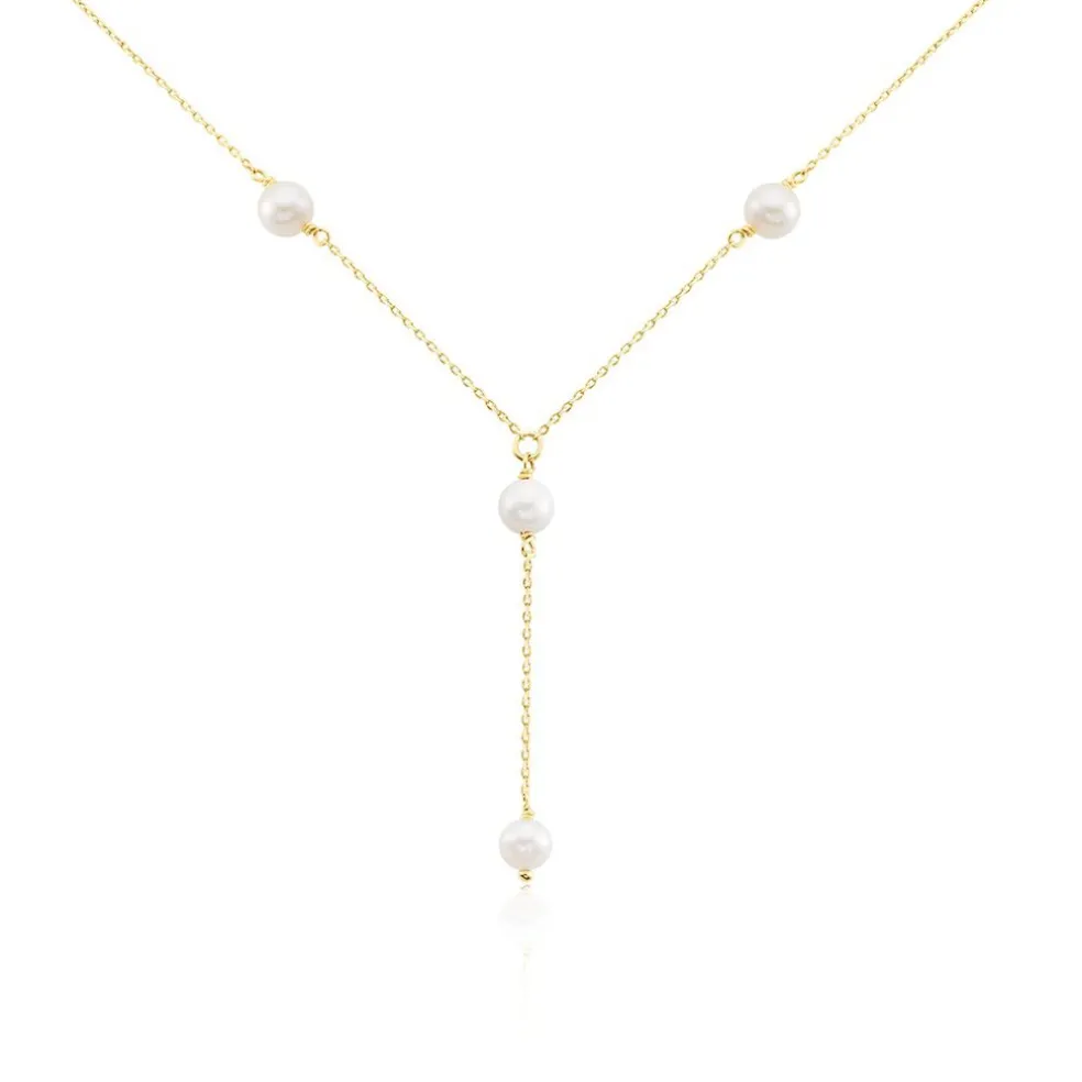 Collier Persis Or Jaune Perle De Culture