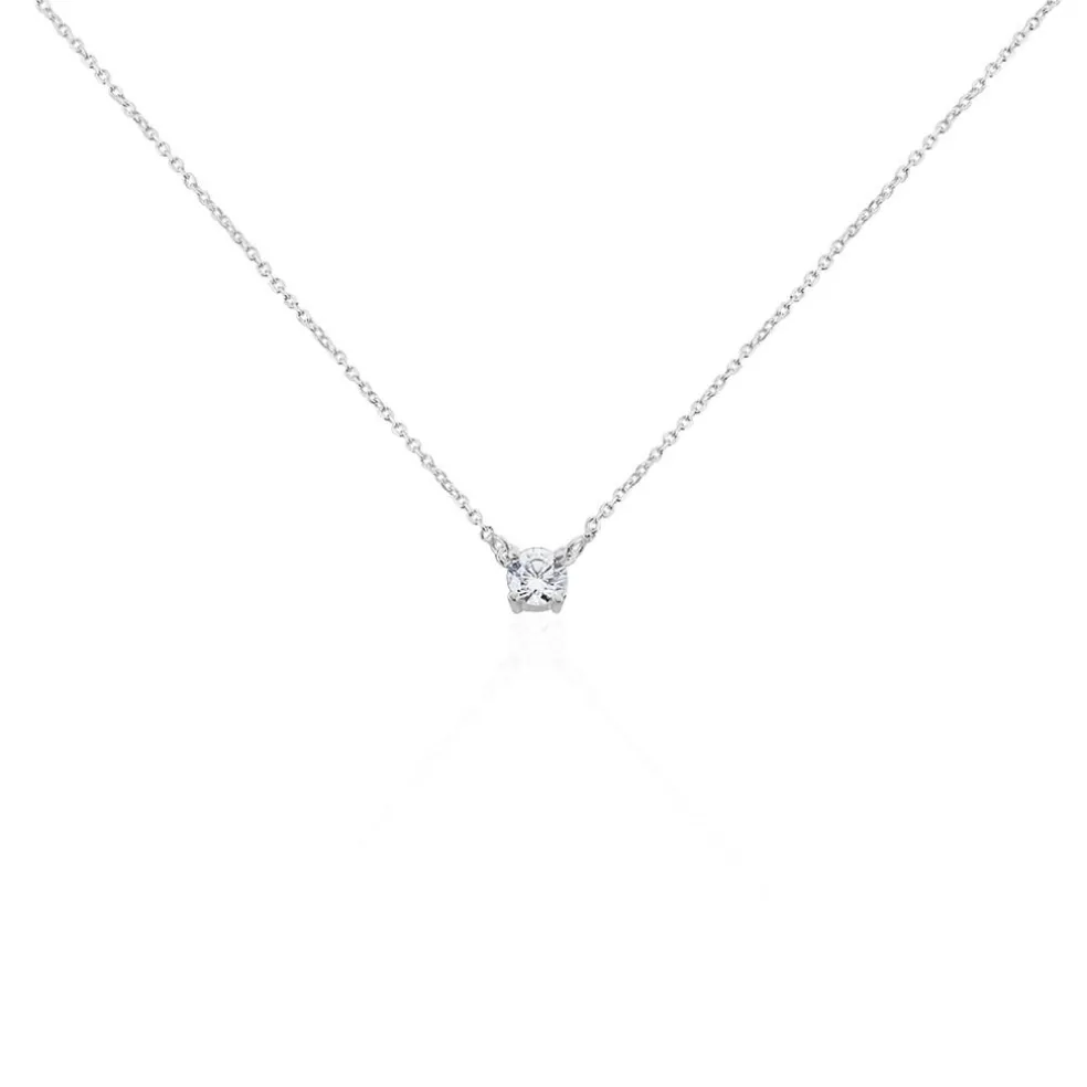 Collier Ponama Or Blanc Oxyde De Zirconium
