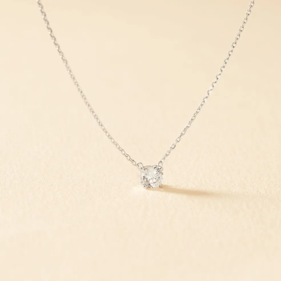 Collier Ponama Or Blanc Oxyde De Zirconium