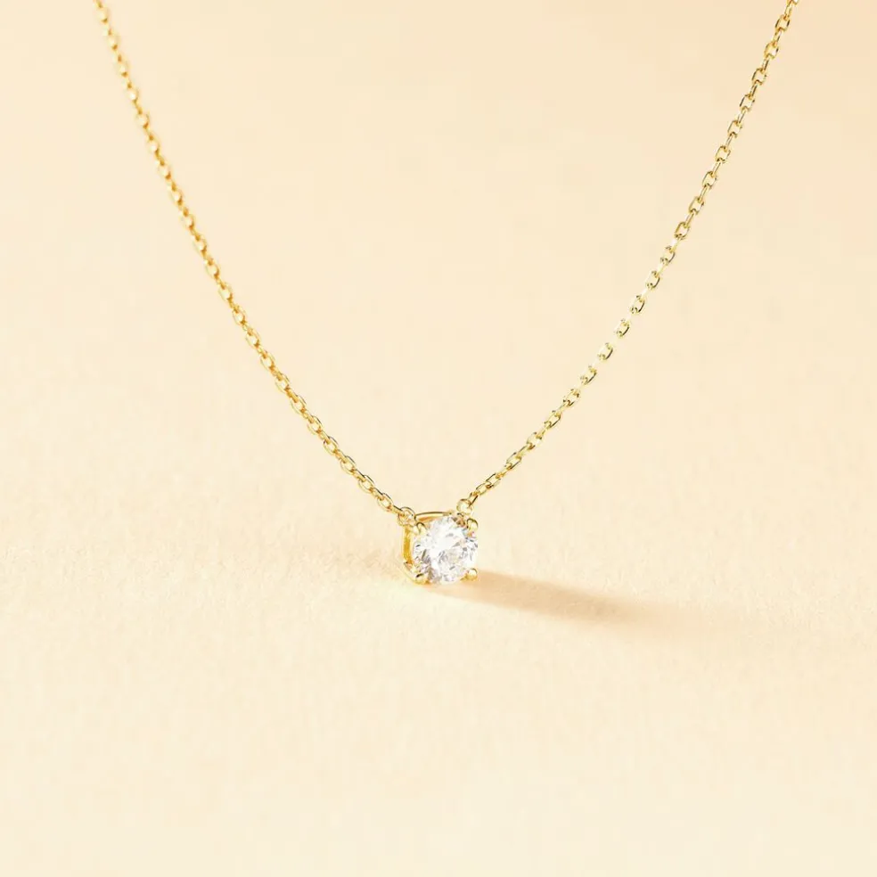 Collier Ponama Or Jaune Oxyde De Zirconium