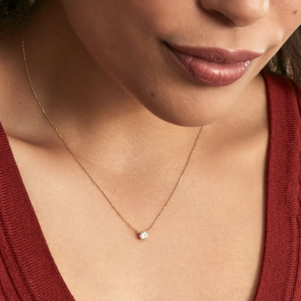 Collier Ponama Or Jaune Oxyde De Zirconium