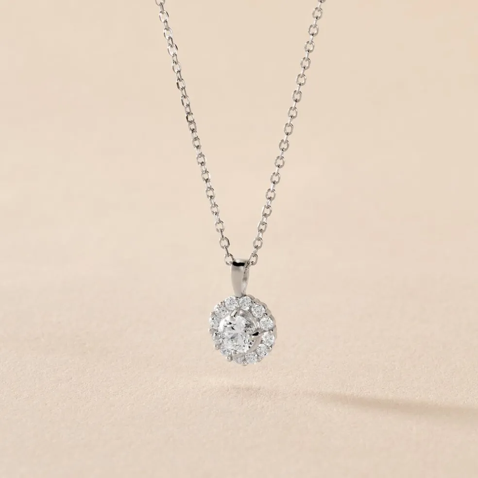 Collier Princess Argent Blanc Oxyde De Zirconium