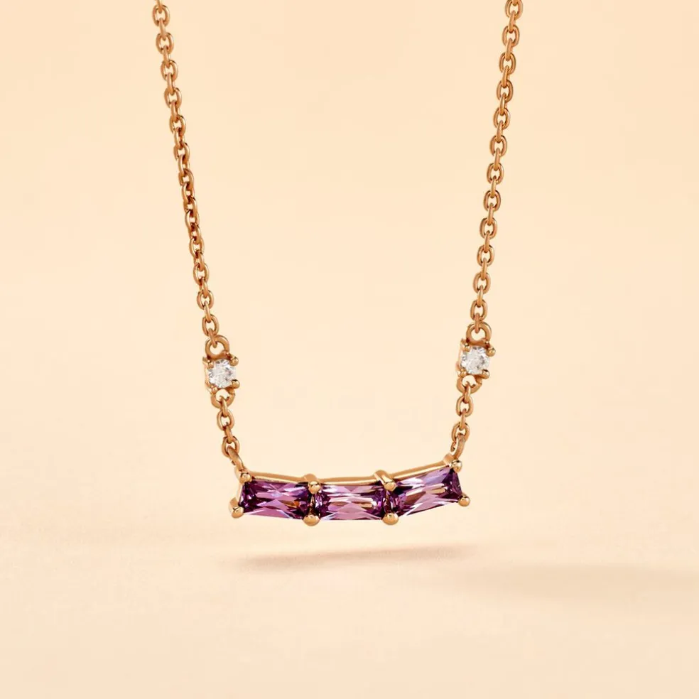 Collier Purple Mood Argent Rose Oxyde De Zirconium