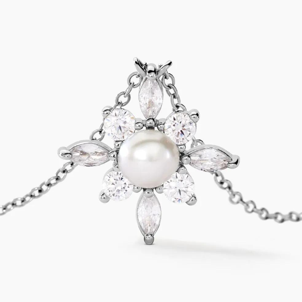 Collier Rhoda Argent Blanc Perle De Culture Oxyde De Zirconium
