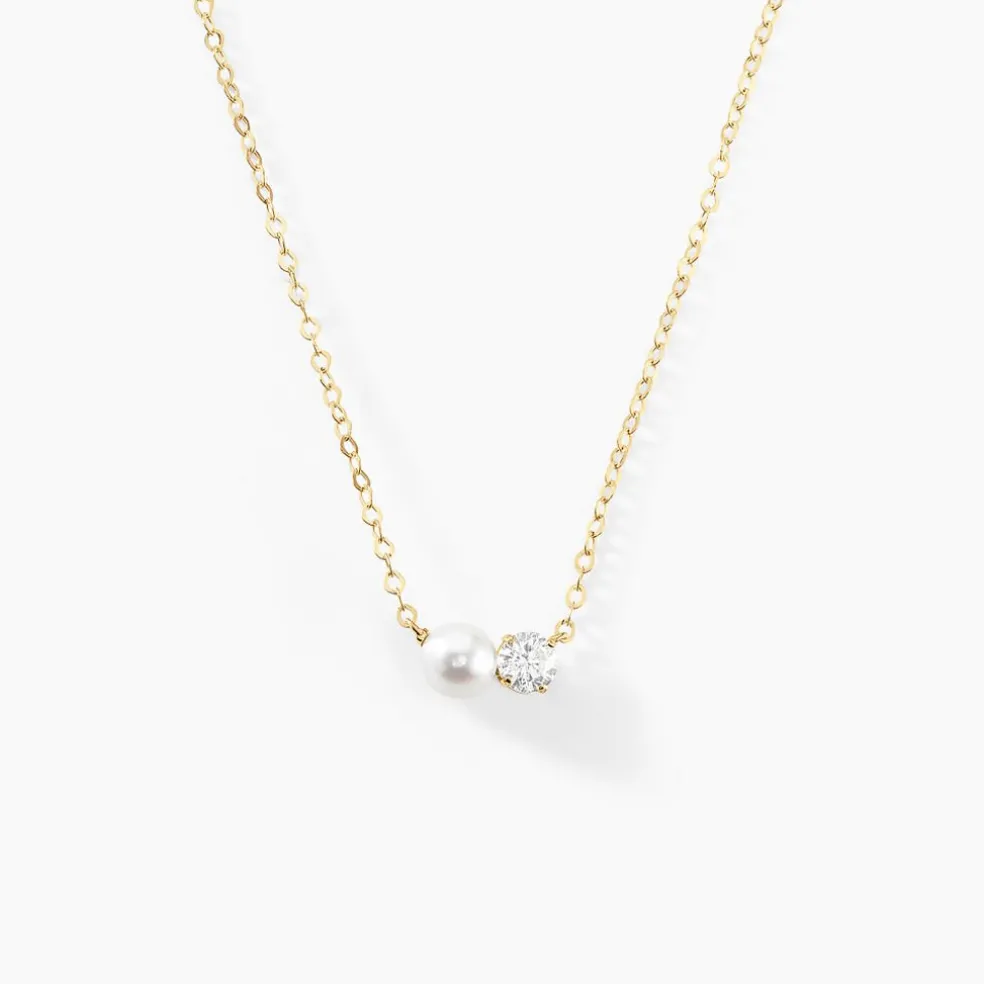 Collier Riitta Or Jaune Perle De Culture Oxyde De Zirconium