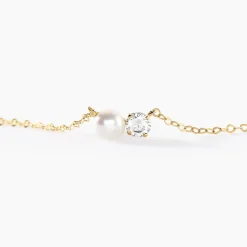 Collier Riitta Or Jaune Perle De Culture Oxyde De Zirconium