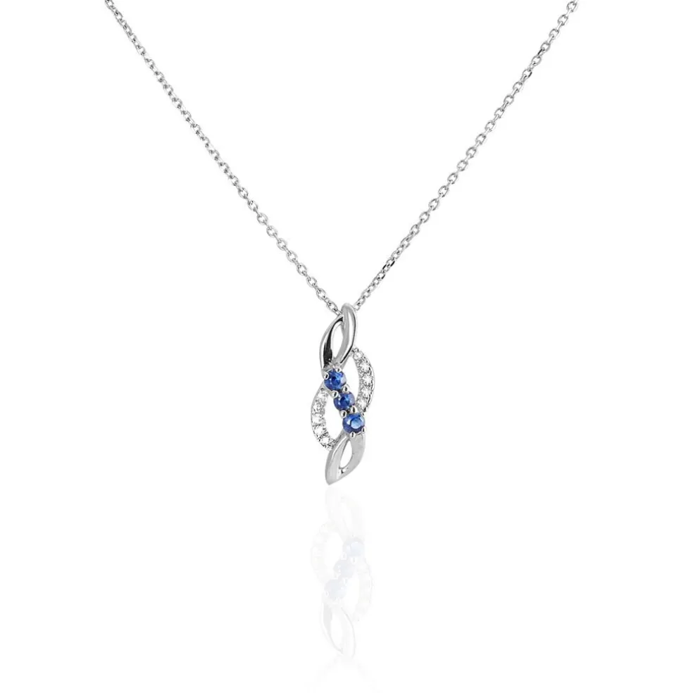 Collier Rosalyne Or Blanc Saphir Et Diamant