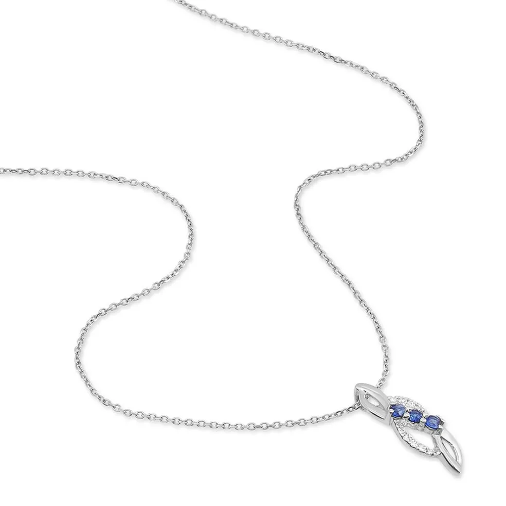 Collier Rosalyne Or Blanc Saphir Et Diamant