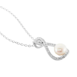 Collier Rozane Argent Blanc Perle De Culture Et Oxyde De Zirconium