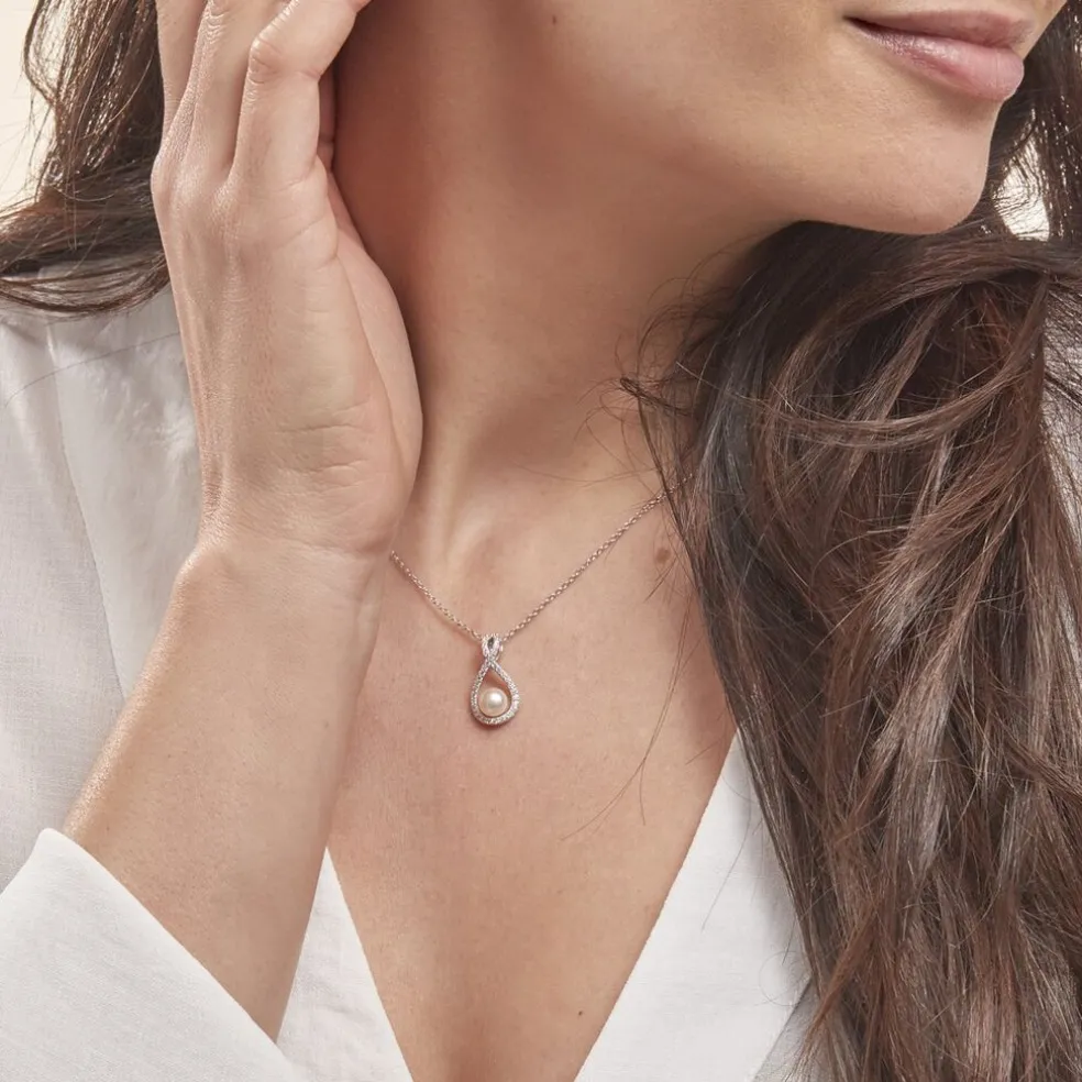 Collier Rozane Argent Blanc Perle De Culture Et Oxyde De Zirconium