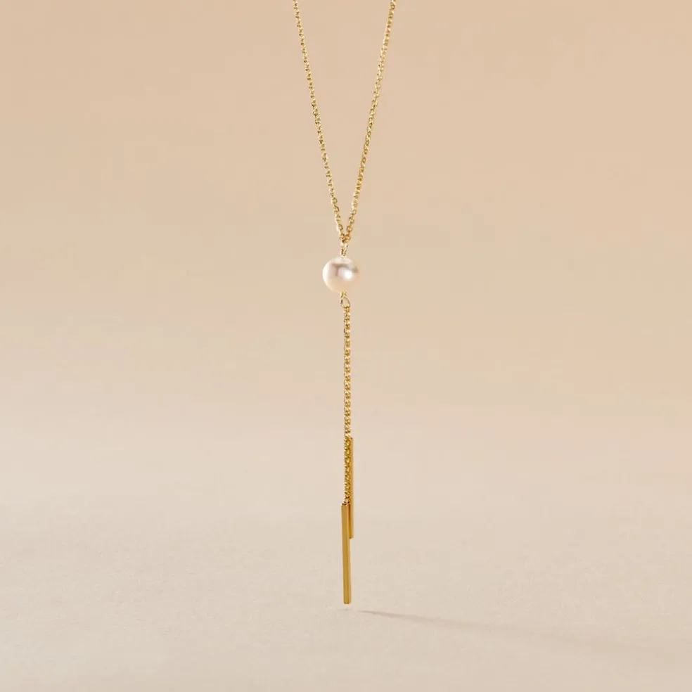 Collier Salman Or Jaune Perle De Culture