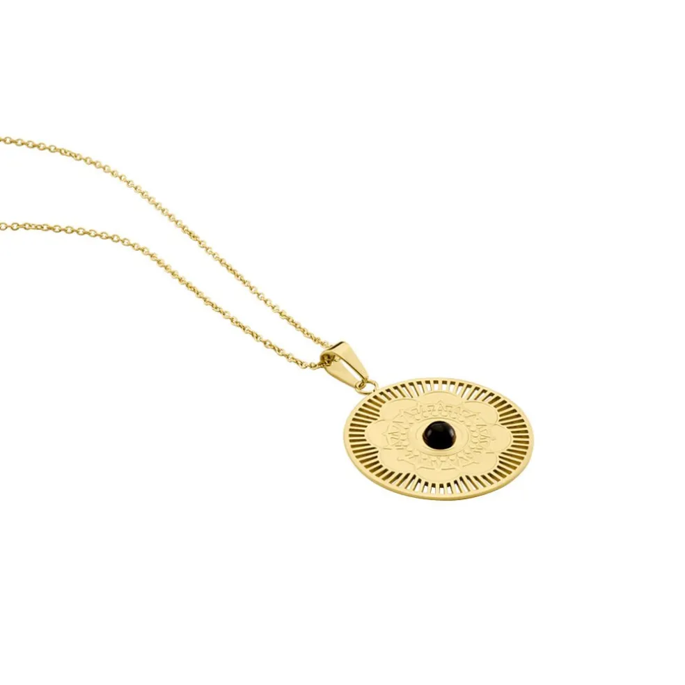 Collier Sautoir Acier Doré Staffan Agate