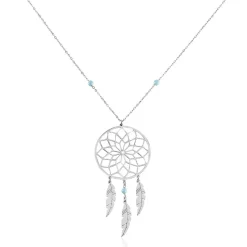 Collier Sautoir Misalie Argent Blanc