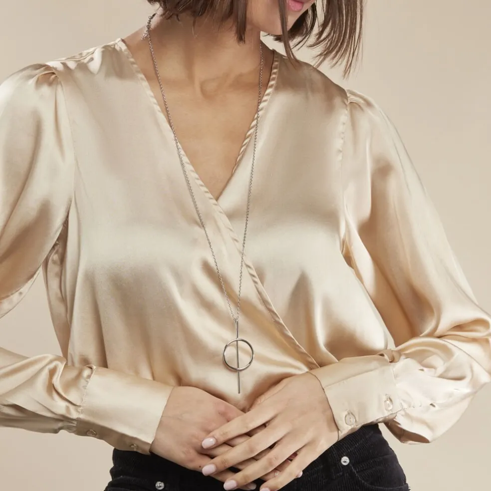 Collier Sautoir Timie Acier Blanc