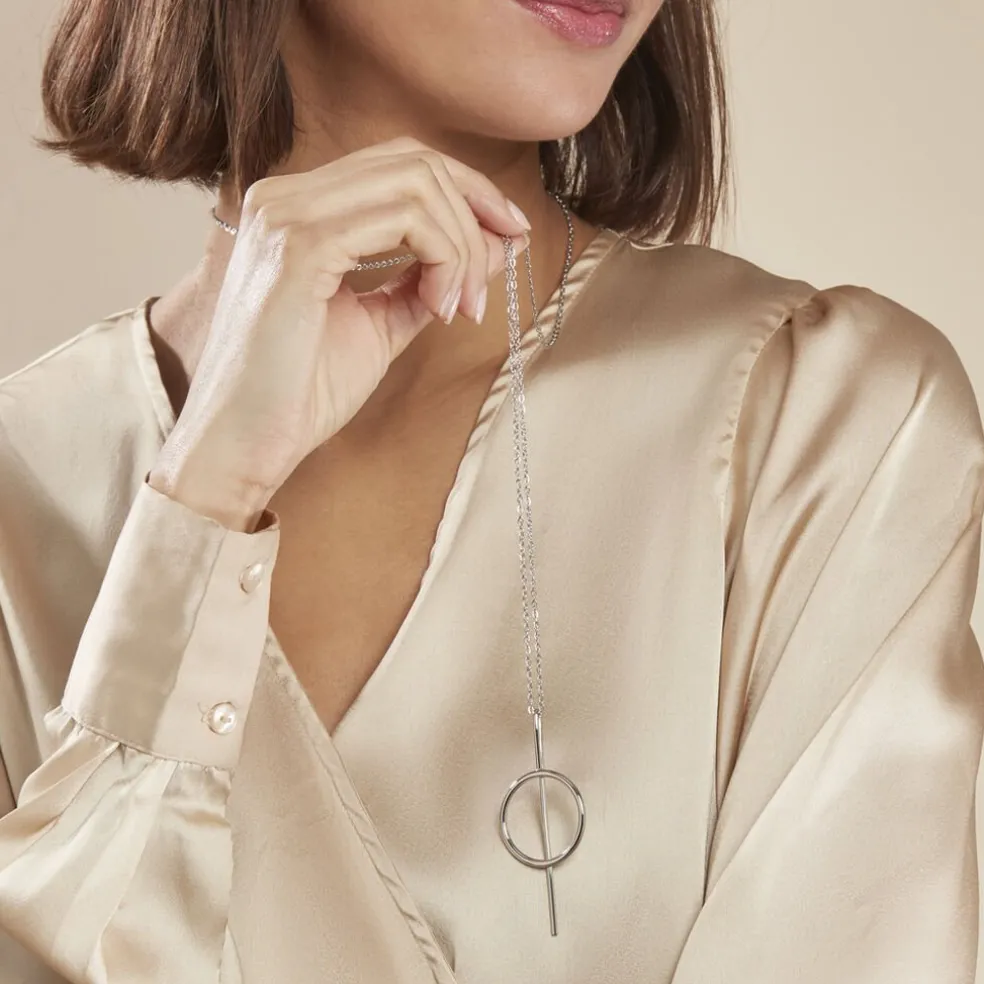 Collier Sautoir Timie Acier Blanc
