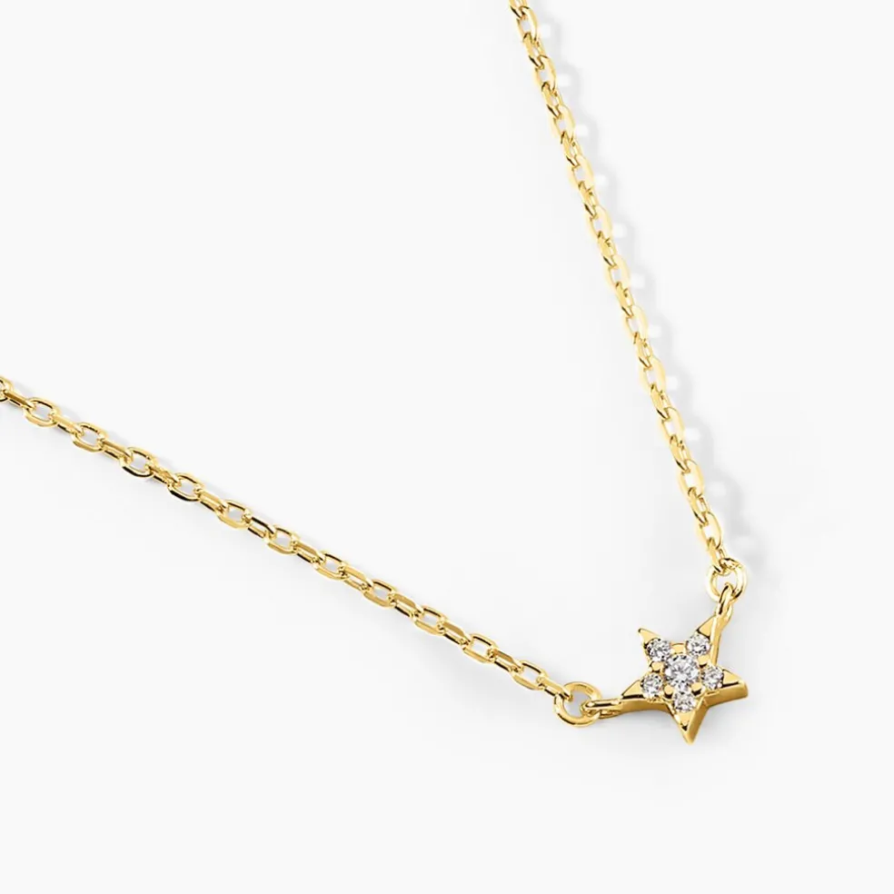 Collier Saya Argent Jaune Oxyde De Zirconium