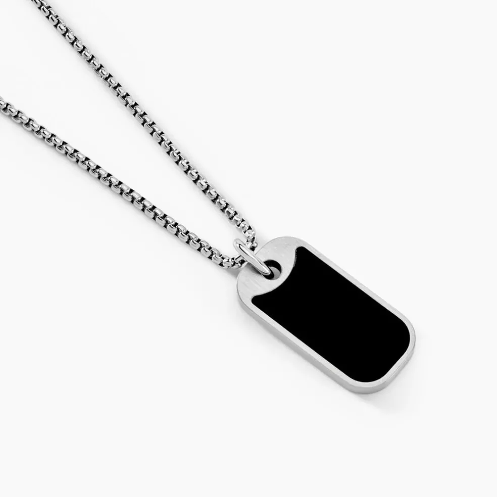 Collier Serjac Acier Blanc Agate