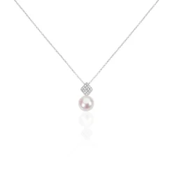 Collier Shirine Argent Blanc Perle De Culture Et Oxyde De Zirconium