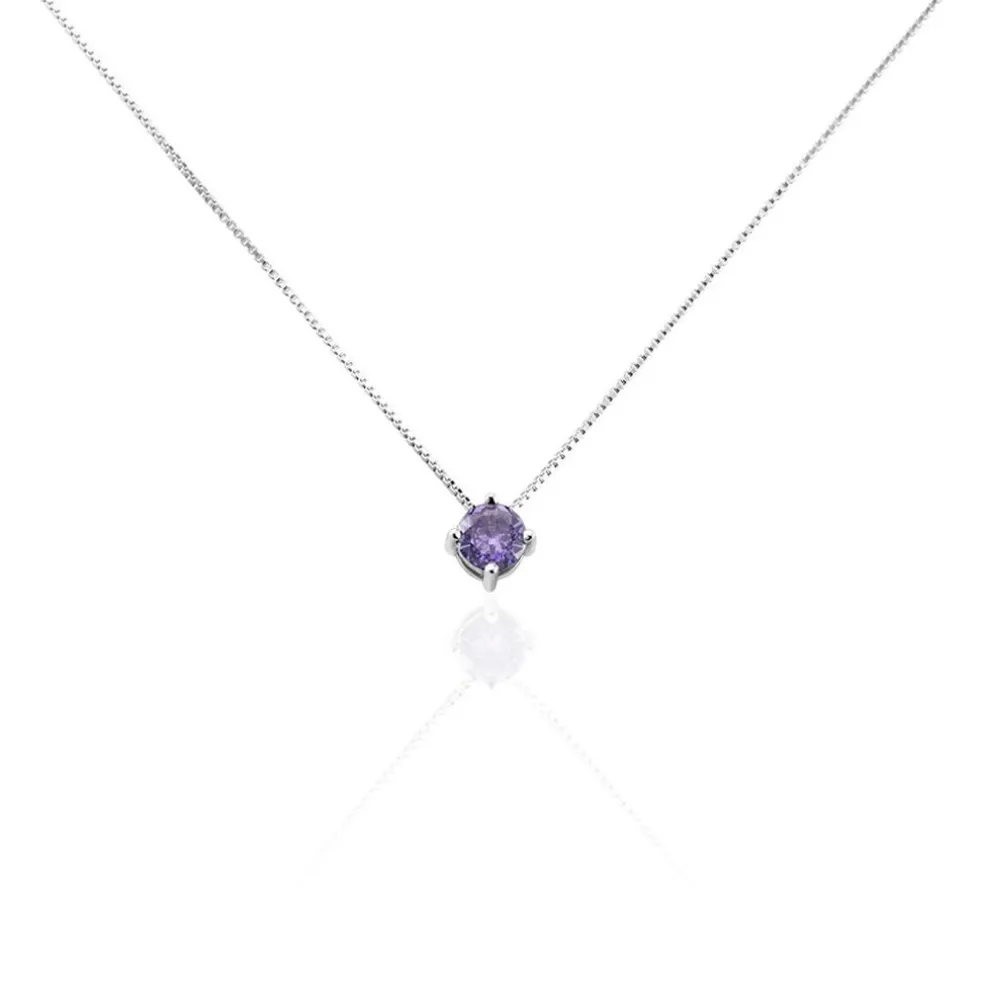 Collier Solitaire Argent Blanc Rio Santa Teresa Oxyde De Zirconium