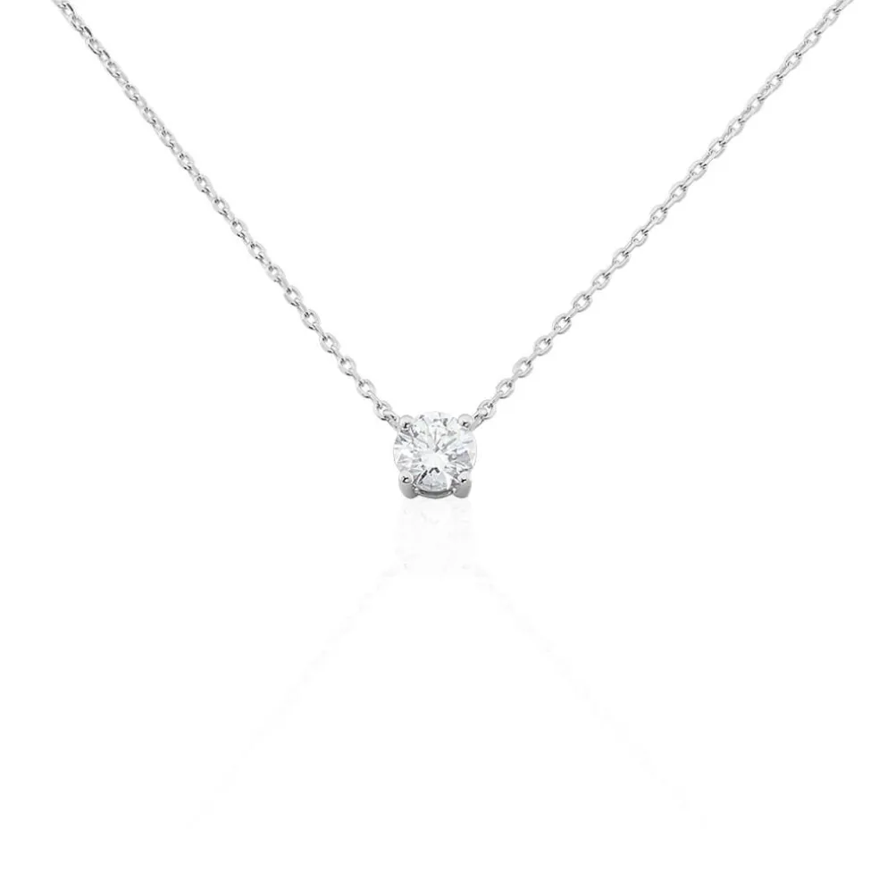 Collier Solitaire Victoria Platine Blanc Diamant