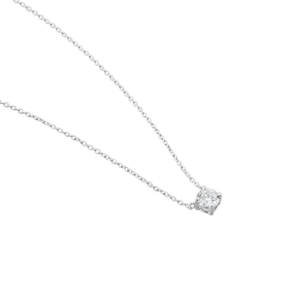 Collier Solitaire Victoria Platine Blanc Diamant