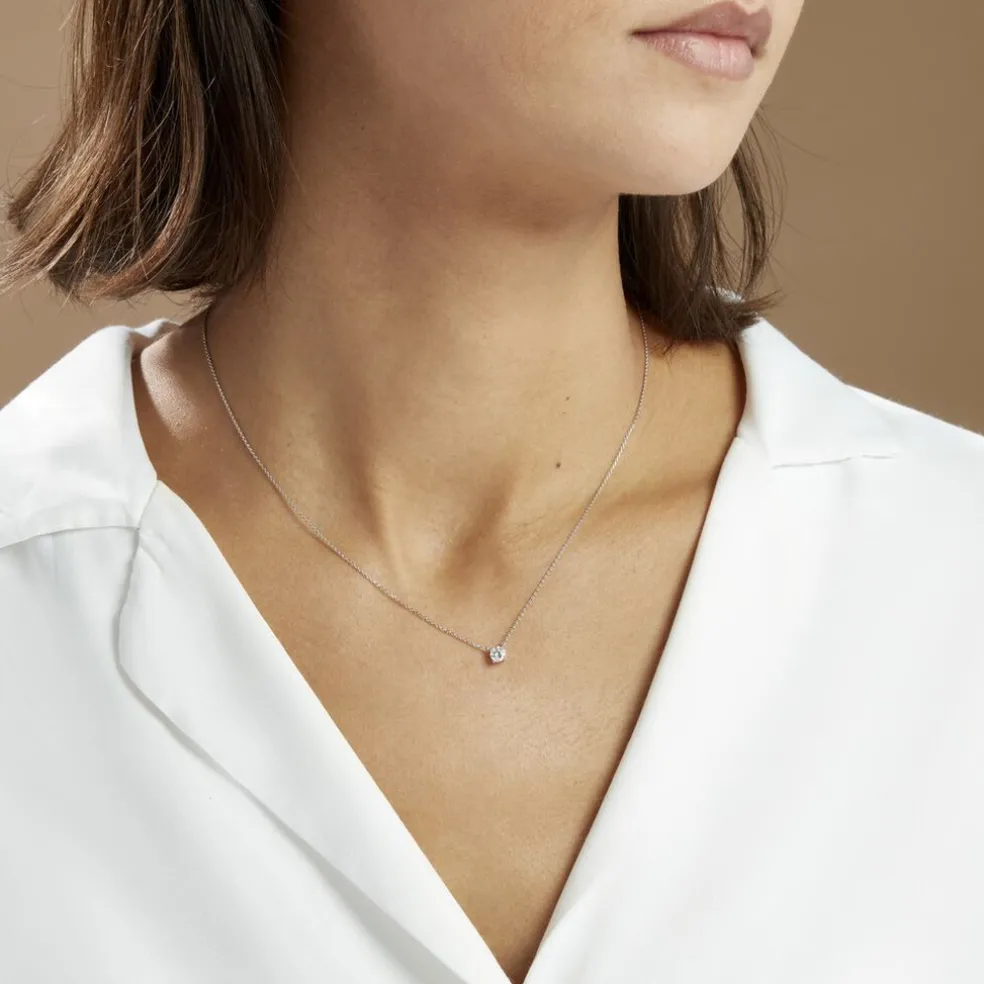 Collier Solitaire Victoria Platine Blanc Diamant